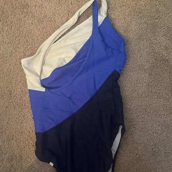 Summersalt Blue and White Women's One Piece Swimsuit - Picture 2 of 3